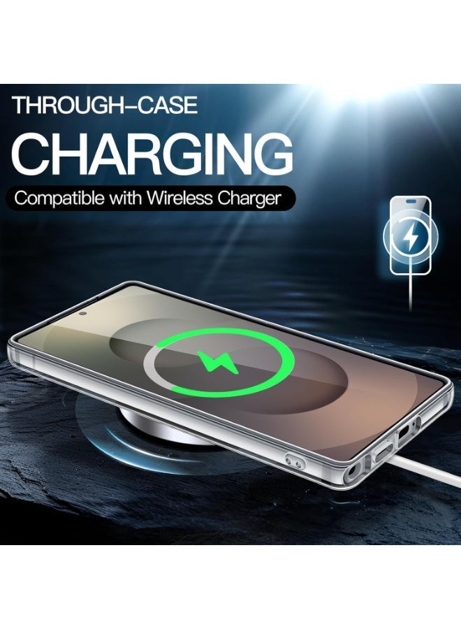 DEIN Samsung Galaxy S24 Ultra 3in1 Phone Accessories Bundle - Heavy duty Shockproof Clear Cover Case Wireless Charging Compatible + Tempered Glass Screen Protector + Camera Lens Protector, Anti Yellowing - Image 3