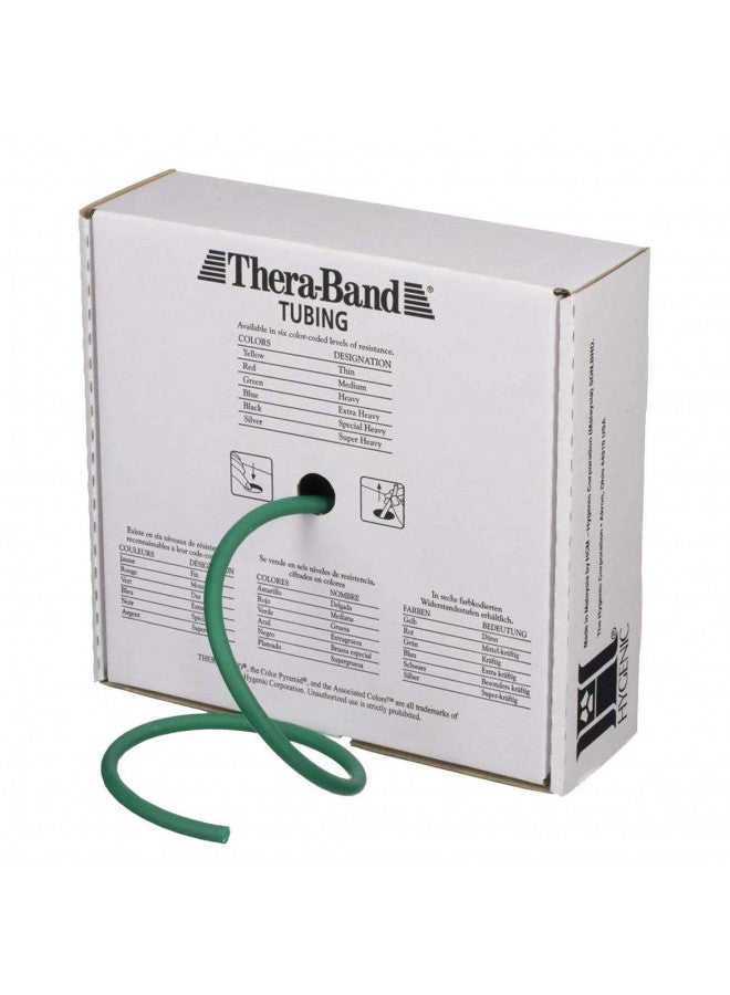 THERABAND Resistance Tubes, Professional Latex Elastic Tubing, Upper & Lower Body, Core Exercise, Physical Therapy, Lower Pilates, At-Home Workout, & Rehab, 25 Foot, Green, Heavy, Intermediate Level 1 - Image 1