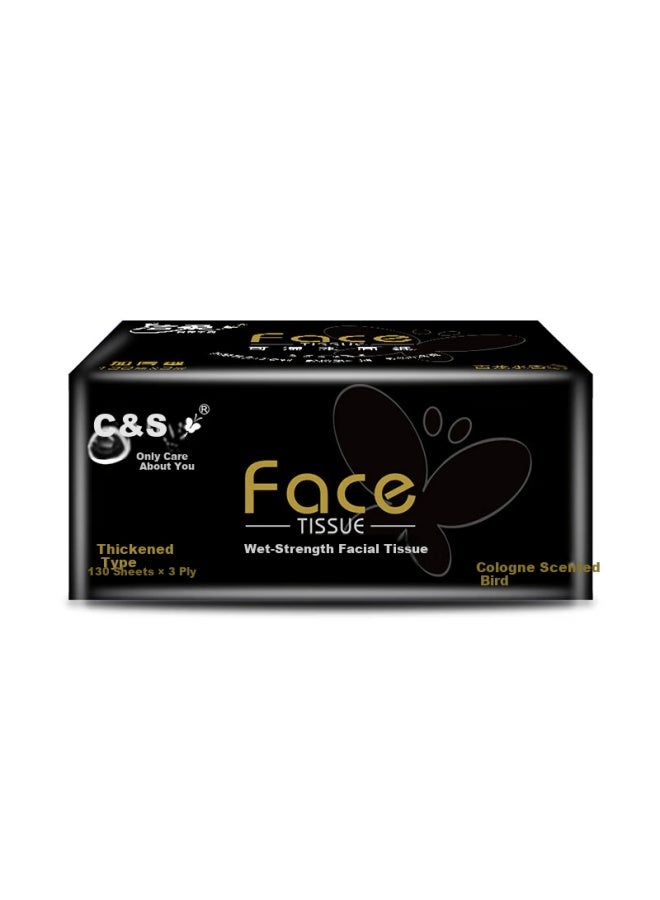 Clean And Soft C&s Facial Tissue Black Face Eau De Cologne Scent 3-ply 130 Sheets 3-pack L Size Br201-18r Single Handle - Image 2