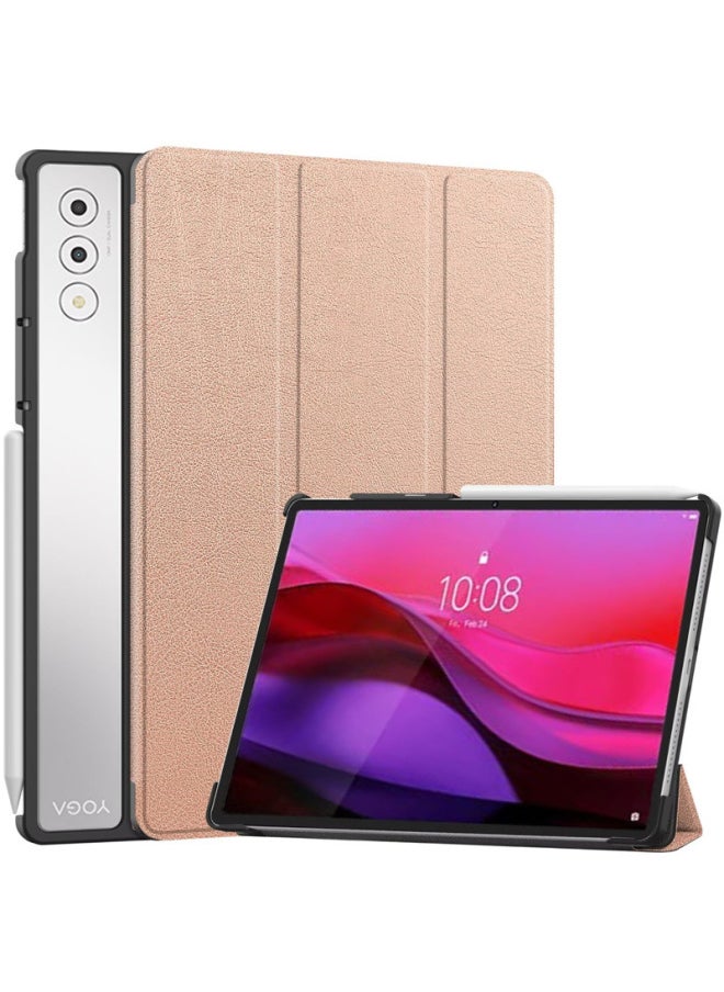Generic For Lenovo YOGA Tab Plus Flat Panel Protective Case Yuan Kai 12.7 Tri-Fold Tb-520fu Case-Color:Rose Gold-Applicable Models:Lenovo Yoga Tab Plus  - Image 1