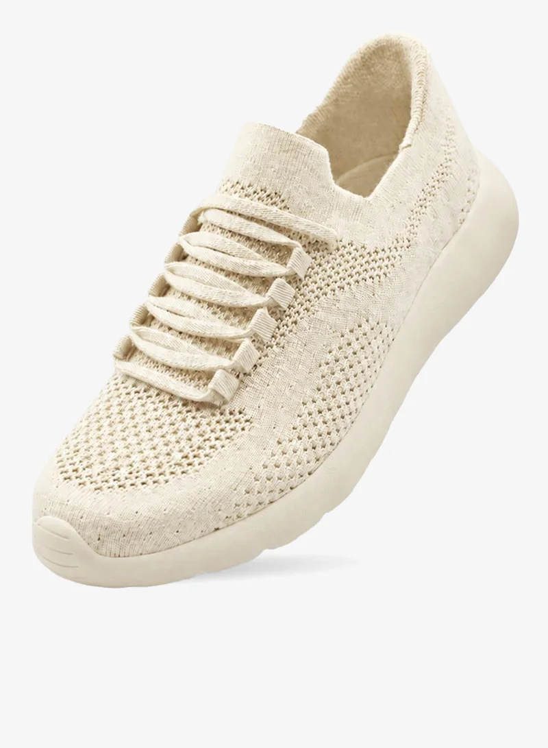 Duozoulu lvory Cloud Joy Silk Wool Trainer Low-Top Sneakers  | Best Price UAE
