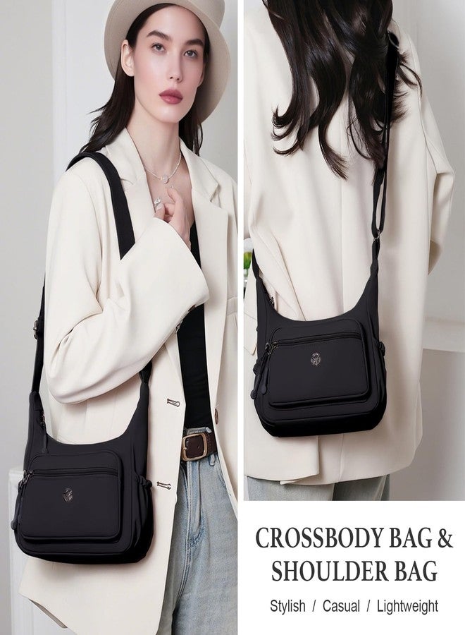 WITERY Crossboby Bags for Women - Waterproof Nylon Multi-Pocket Crossboby Purse for Women, Lightweight Pocketbooks Medium Shoulder Handbag Casual Ladies Hobo Messenger Bags for Work Travel - Image 2