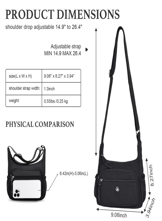WITERY Crossboby Bags for Women - Waterproof Nylon Multi-Pocket Crossboby Purse for Women, Lightweight Pocketbooks Medium Shoulder Handbag Casual Ladies Hobo Messenger Bags for Work Travel - Image 3