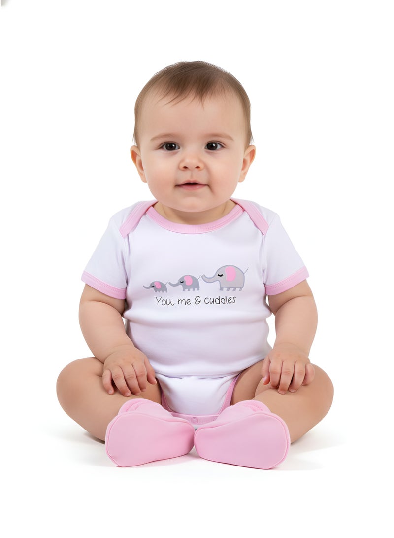 Bambimici 3-Piece Short Sleeve Animal Printed Bodysuit for Baby Girl - Image 2
