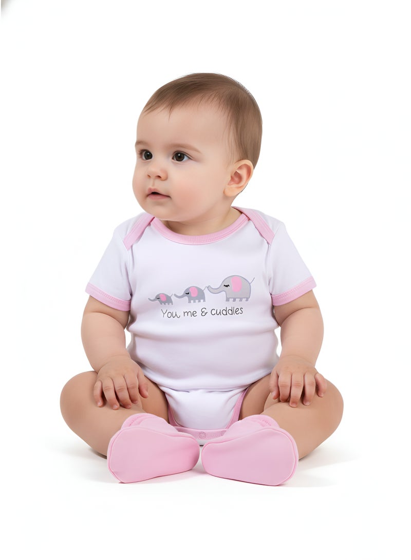 Bambimici 3-Piece Short Sleeve Animal Printed Bodysuit for Baby Girl - Image 4