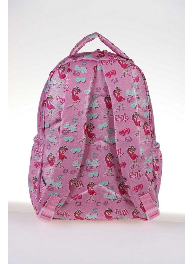 KAUKKO - Kids Love Flamingo School Bag 39X29X16 Mirrored Glitter L5066 - Image 1
