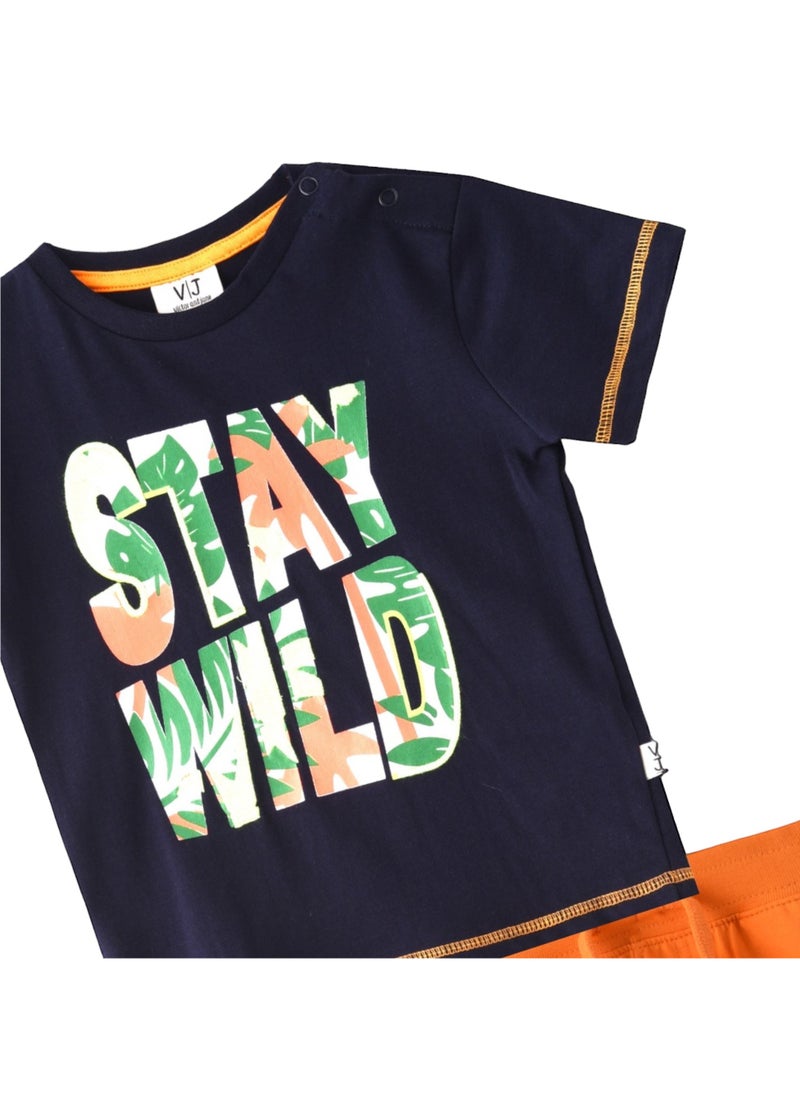 Baby Boys 2 piece Set - T-Shirts & Shorts - Navy Blue and Orange (100% Cotton)- VJ - pzsku/Z8AFB133599509F5B2647Z/45/_/1711613482/653c6b4d-7f13-4d9e-98c1-5441862f9751