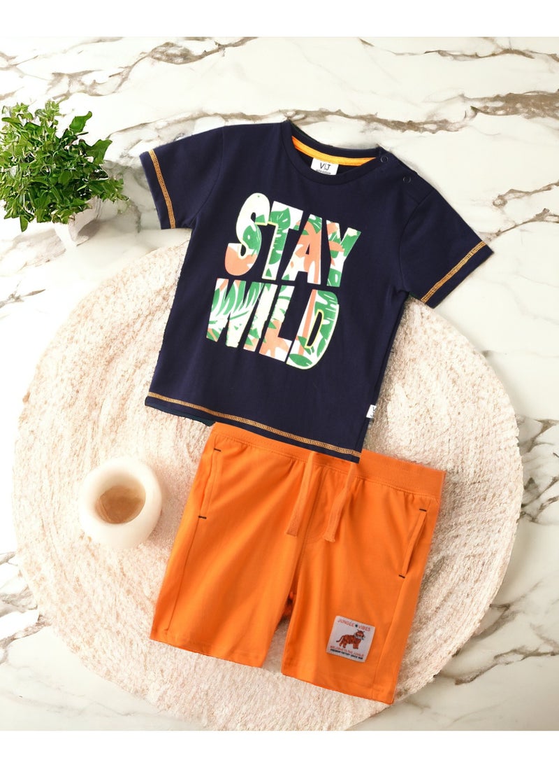 Baby Boys 2 piece Set - T-Shirts & Shorts - Navy Blue and Orange (100% Cotton)- VJ - pzsku/Z8AFB133599509F5B2647Z/45/_/1711613570/d0779567-dd1b-41bc-a68b-f9b92878a20a