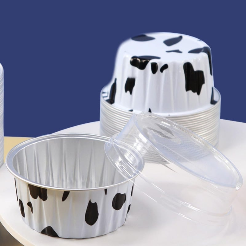 Thickened Aluminum Foil Cupcake Baking Cups With Lids 25pcs Round Dessert Cups For Muffin Pudding - Image 4