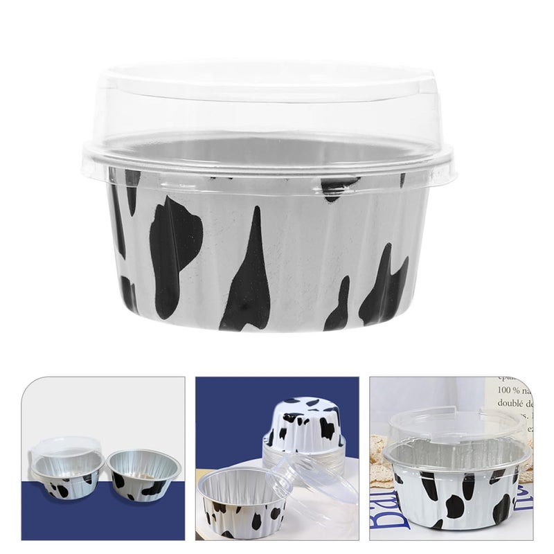 Thickened Aluminum Foil Cupcake Baking Cups With Lids 25pcs Round Dessert Cups For Muffin Pudding - Image 5