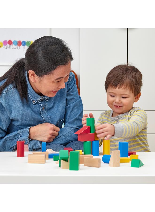زبون مجموعة مكعبات بناء خشبية مكونة من 40 قطعة، متعددة الألوان - Image 3