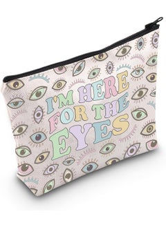 WCGXKO WCGXKO Novelty Optometry Gift I’m Here For The Eyes Zipper Pouch Makeup Bag for Optometrist (B-For The Eyes), beige 