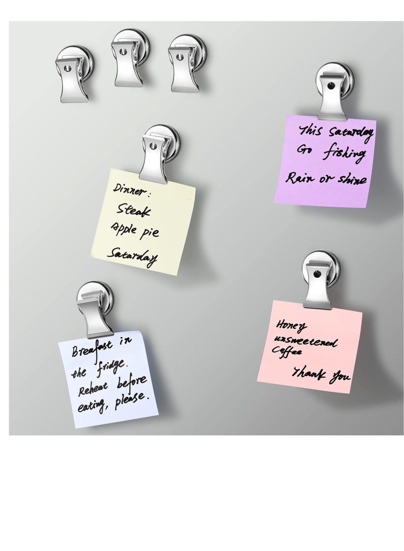 Excefore Strong Magnetic Clips, 6 Packs Stainless Steel Fridge Magnetic Clip Heavy Duty for Refrigerator, Heavy-Duty Stainless Steel Magnet Clips, 32mm Fridge Magnets Memo Note Clips, Super Strength Clips for  - Image 3