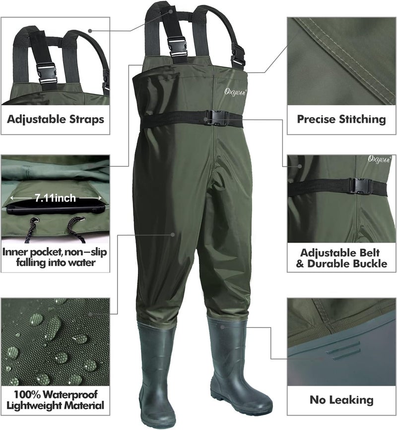 OXYVAN Store Chest Waders with Boots for Men & Women, Nylon/PVC Lightweight Fishing Wader with Boots Hanger - Image 2