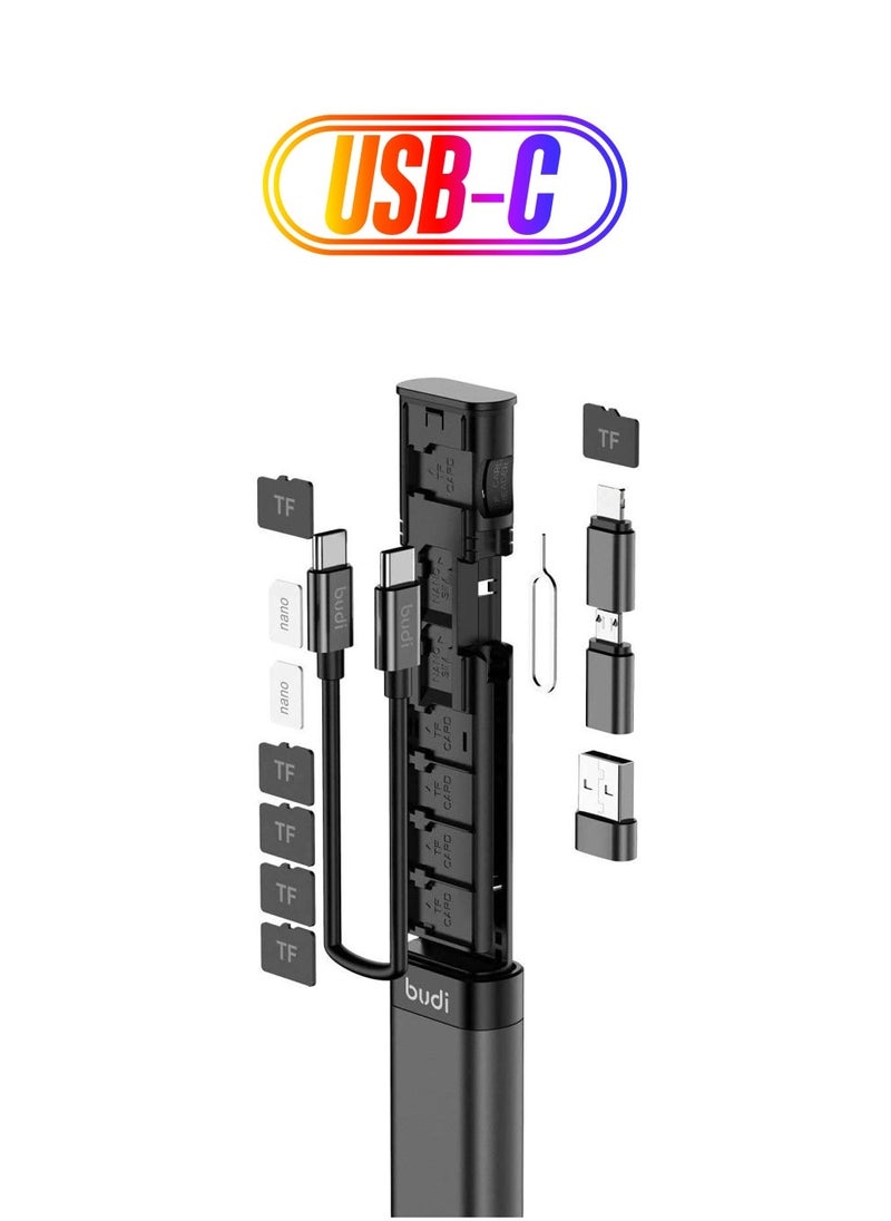 Budi 9-in-1 Essential Travel Charging & Data Sync Cable Stick - Red - Image 1