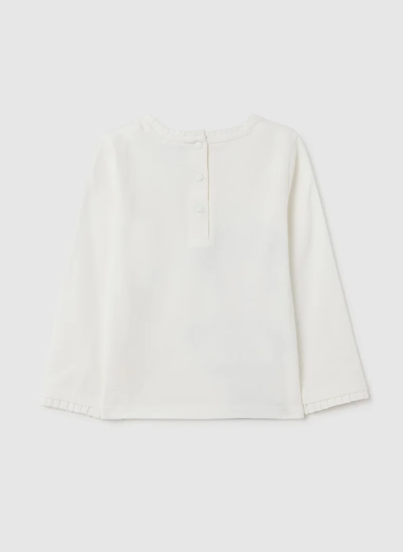 Ovs OVS White Girls' Stretch Cotton T-Shirt