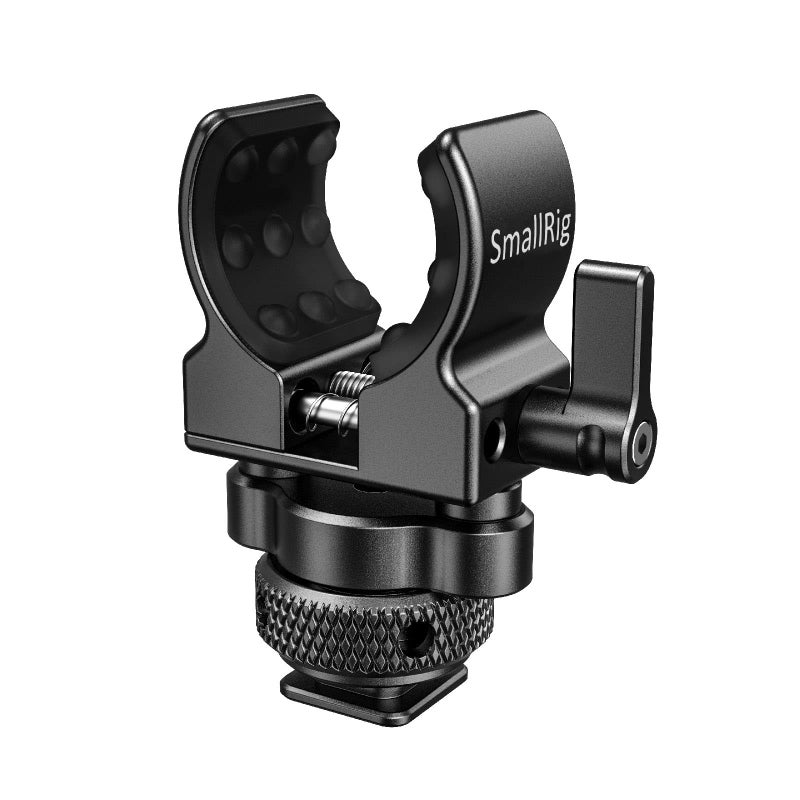 SmallRig Shotgun Microphone Holder (Cold Shoe), Built-in Soft Silicone, Bumps and Noises Absorption BSM2352 - Image 1