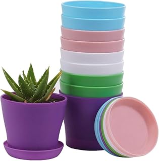 TDHDIKE TDHDIKE 10 Pcs Plastic Planters Indoor Flower Plant Pots, Mini Flower Seedlings Nursery Pot/Planter/Flower Pot with  - Image 1