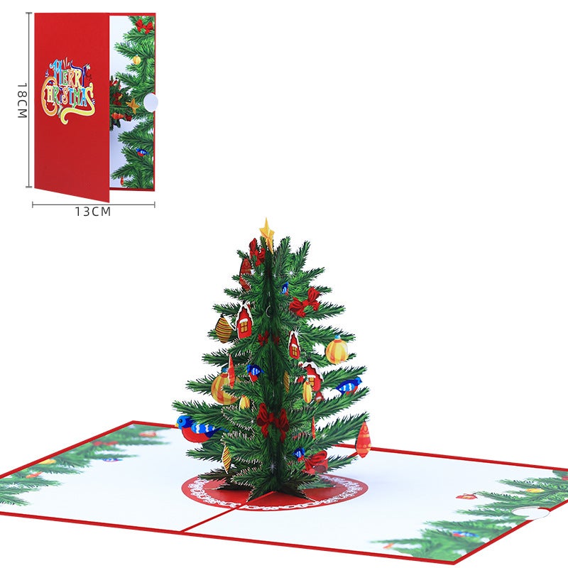 New Creative Three-Dimensional Christmas Greeting Card Color Printing Christmas Tree 3D Pop-Up Holiday Blessing Christmas Card - Image 1