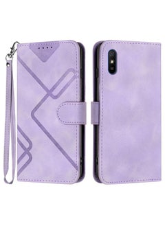 HuHa Case Cover For Xiaomi Redmi 9A/9AT/9i Line Pattern Skin Feel Leather Phone Case Light Purple 
