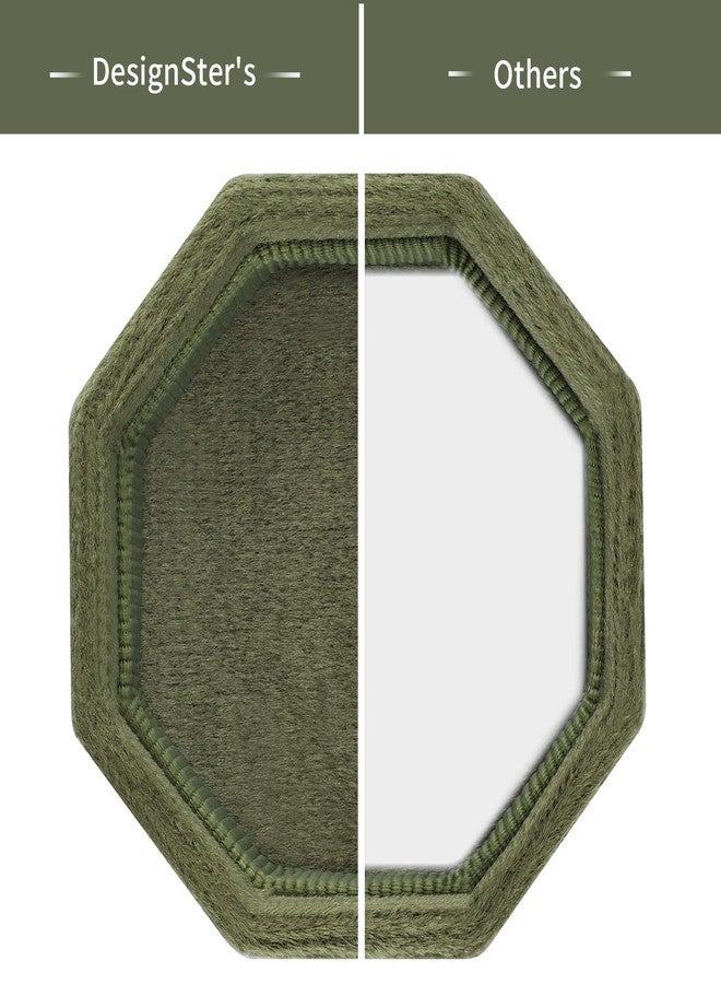 DesignSter Octagon 3 Slot Velvet Ring Box - Premium Wedding & Engagement Ring Bearer Box (Olive Green) - Image 4