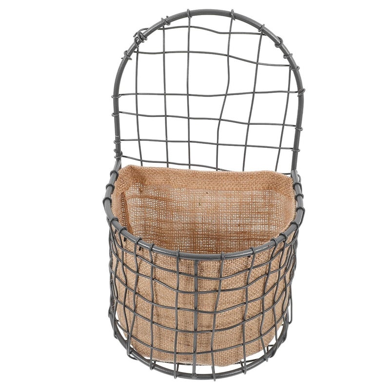 Linen Hanging Flower Basket Wall Planter Large Waterproof Storage For Balcony - Image 2