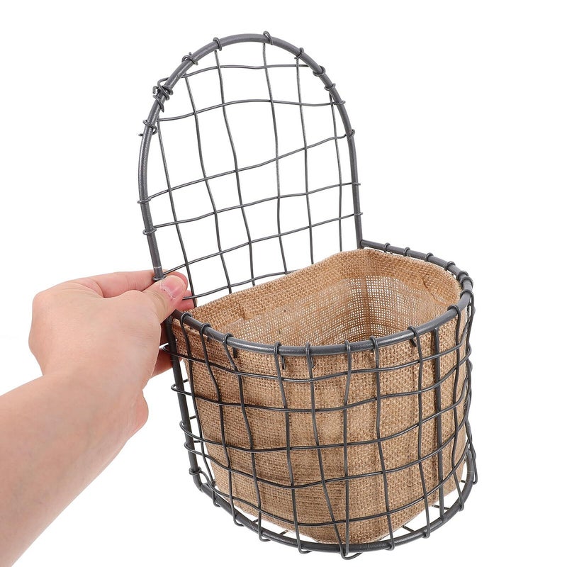 Linen Hanging Flower Basket Wall Planter Large Waterproof Storage For Balcony - Image 4