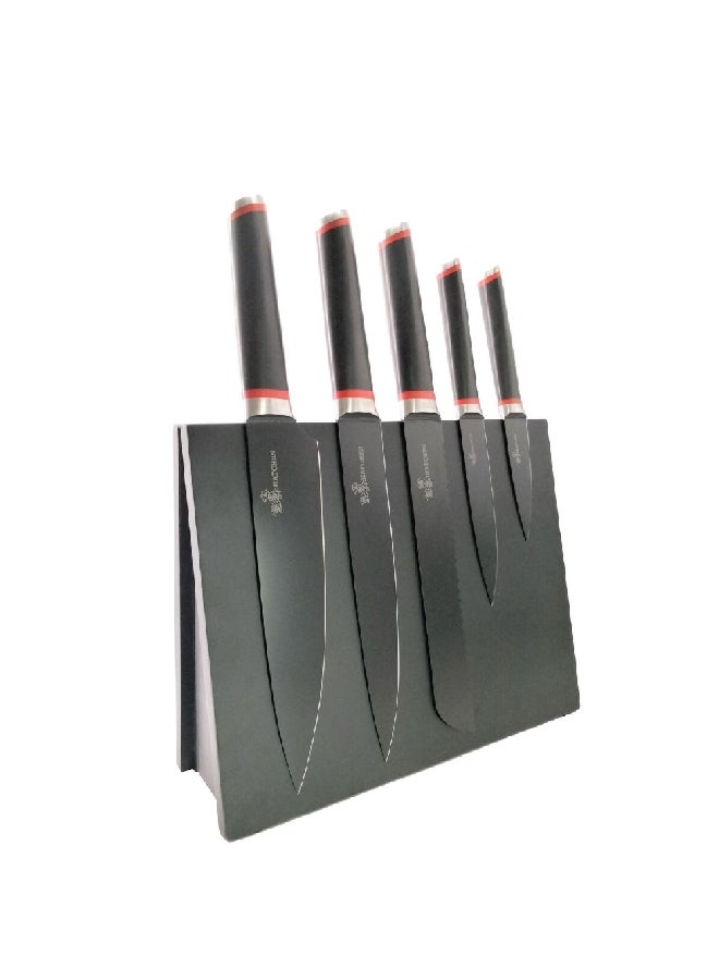 HATCHEN 6-Piece Stainless Steel Sharp Blade Kitchen Knife Set with Storage Block Grey 35.5 x 8.8 x 27.5 cm AH80 - Image 4