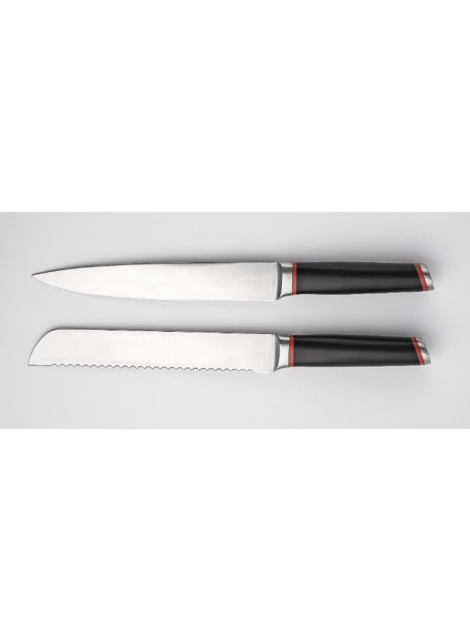 HATCHEN 6-Piece Stainless Steel Sharp Blade Kitchen Knife Set with Storage Block Multicolour 35.5 x 8.8 x 27.5 cm AH80 - Image 3