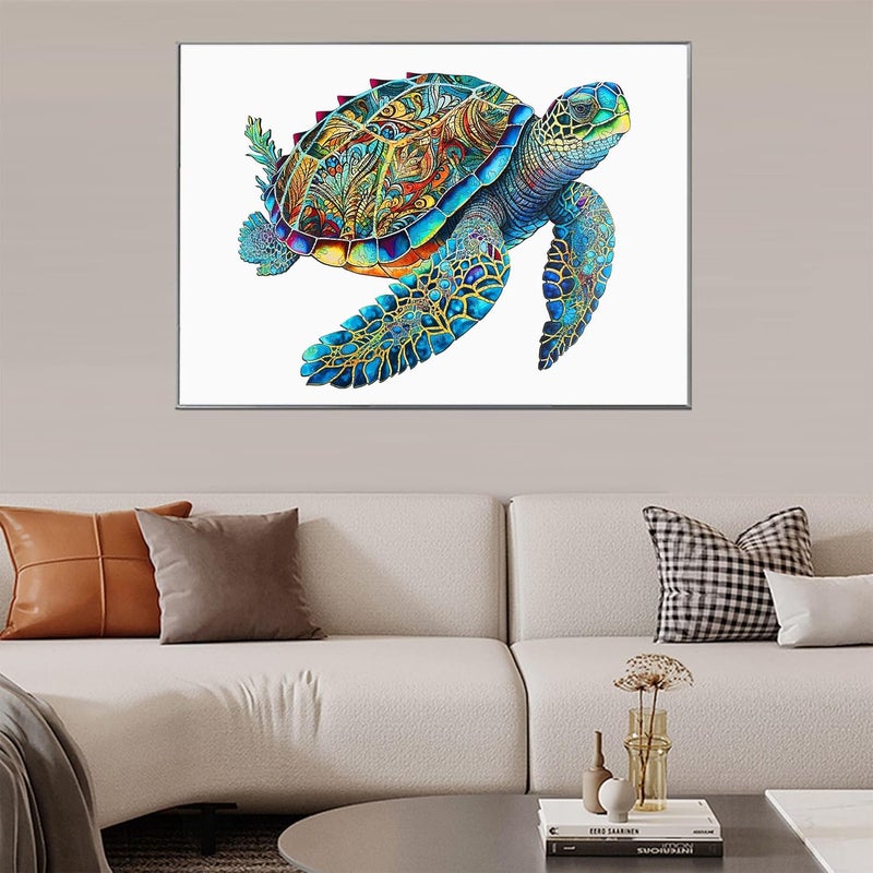Mys Aurora Wooden Puzzles, Sea Turtle Jigsaw Puzzles 200 Pieces, Unique Shaped Wooden Puzzle for Adults and Kids, Family Game 9.2 x 11.2 Inch - Image 4