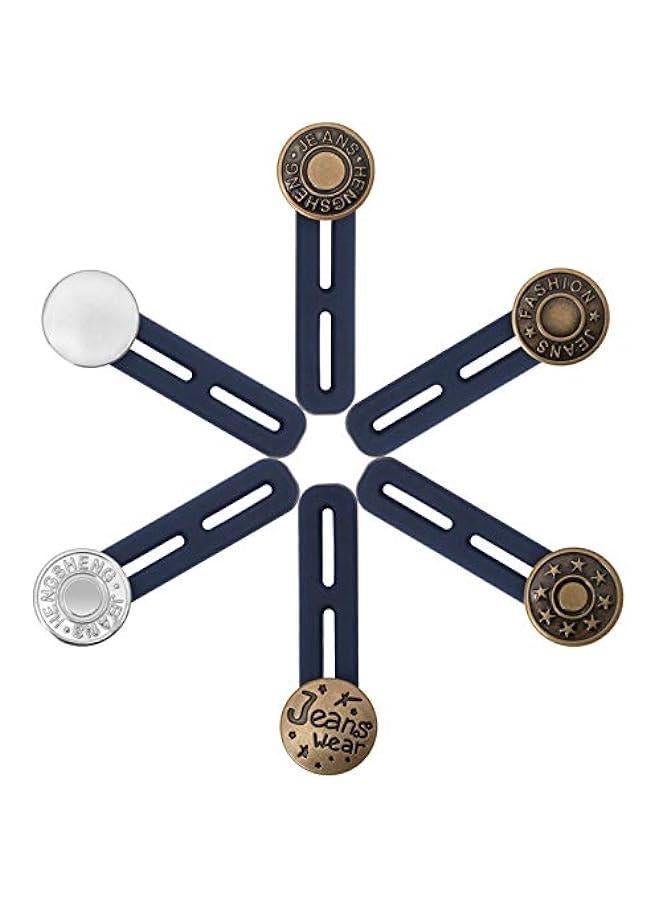 6 PCS Pants Extender on,  Waistband Extender ons for Men and Women, Jeans Waist Expander Metal Buckle No Sew Buckle for Expander Jeans Pants Collar (2in) - Image 1