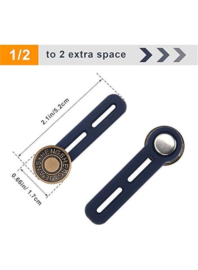 6 PCS Pants Extender on,  Waistband Extender ons for Men and Women, Jeans Waist Expander Metal Buckle No Sew Buckle for Expander Jeans Pants Collar (2in) - Image 2