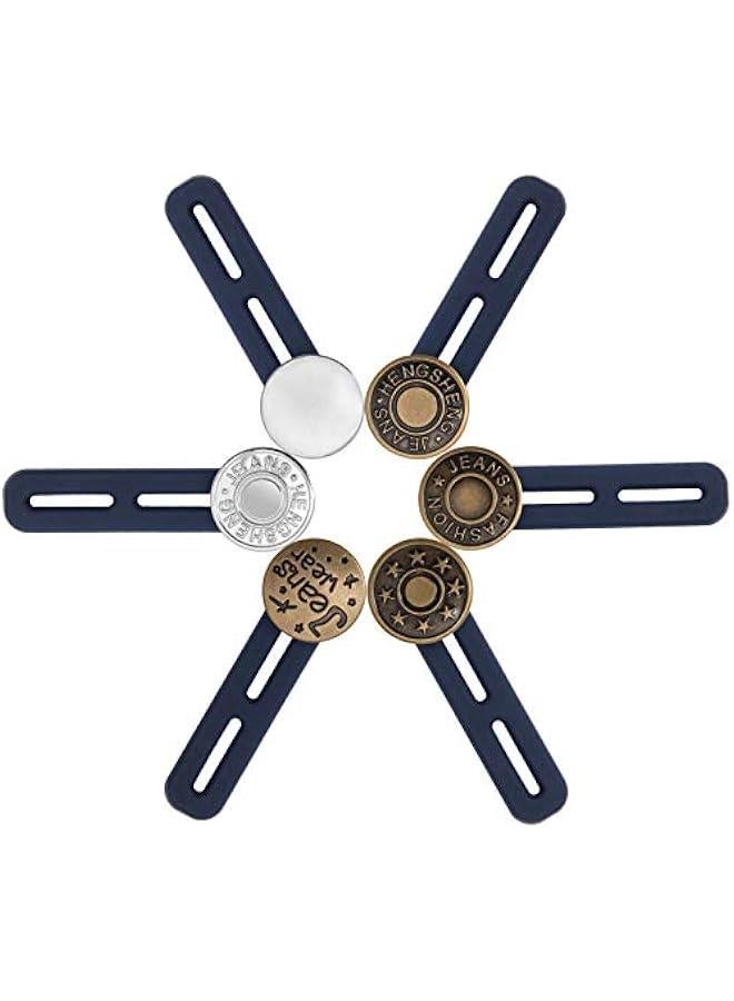 6 PCS Pants Extender on,  Waistband Extender ons for Men and Women, Jeans Waist Expander Metal Buckle No Sew Buckle for Expander Jeans Pants Collar (2in) - Image 4