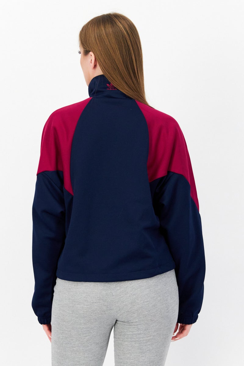 adidas Originals Women Sportswear Fit Full Zip Outdoor Track Jacket, Navy Blue/Burgundy - Image 4