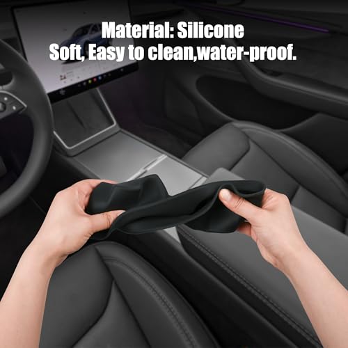 frani Cup Holder Set (2-Piece) Compatible with Tesla Model Y 2021-2026 & Juniper Refresh - Premium Silicone Inserts for Center Console & Rear Seats Black - Image 5