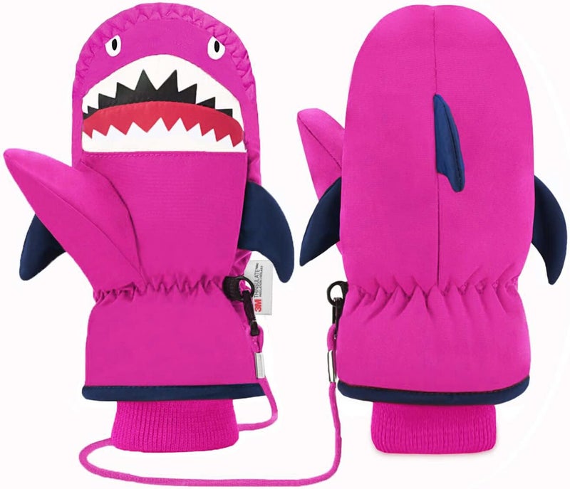 7-Mi Kids Mitten Winter, Snow Gloves for Skiing & Snowboarding Lined Warm Long Cuff with String for 4-6 Years Boys & Girls - Image 1