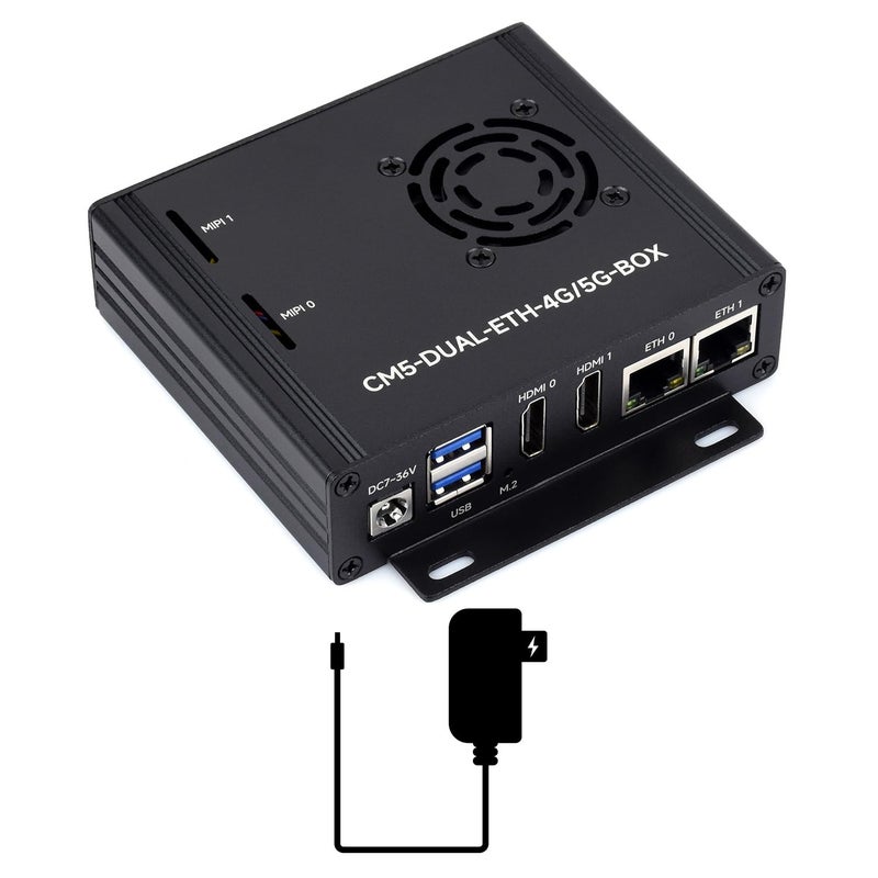 Waveshare Dual Ethernet Base Board Compatible with Raspberry Pi CM5 Supports 4G 5G Dual 4K Display Dual MIPI 40PIN GPIO Dual USB 32 Gen1 PoE with Board Metal Case and Power Supply - Image 2