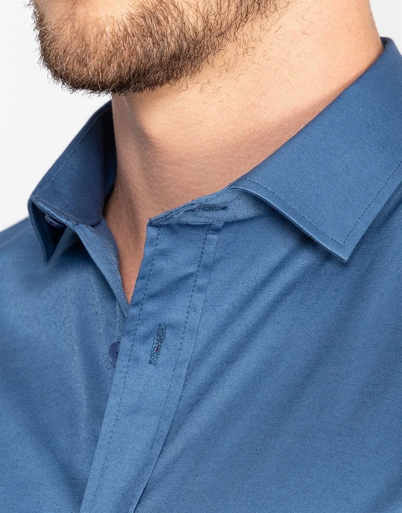 تودورس Slim Fit Lycra Plain Satin Men's Shirt