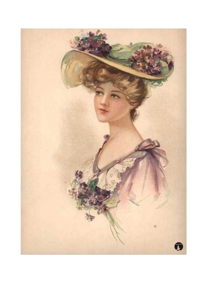 Vintage Art Printed Mousepad Green/Beige/Black