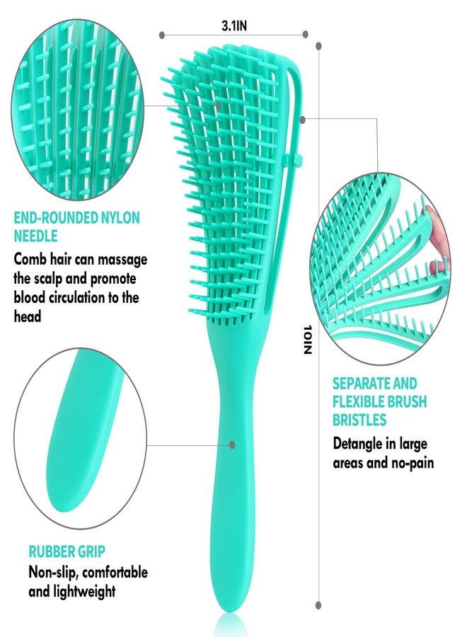 KPX 4pcs Curly Hair Brush Set for Adult & Kids Wet or Dry, Detangling & Wide Tooth Comb with Hair Detangler (4, Green) - Image 4