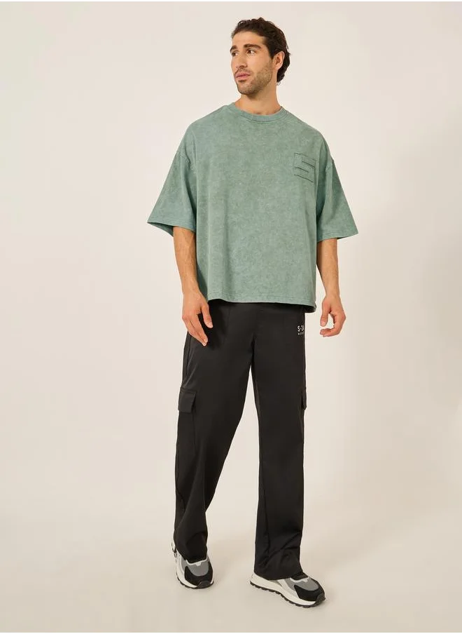 ستايلي Styli Back Cut and Sew Print Boxy Fit T-Shirt