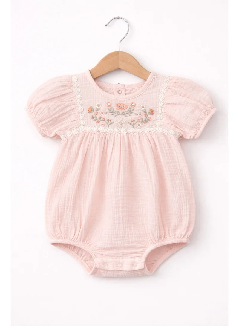 Victor And Jane  Baby Girls’ Embroidered Bodysuit 3 Pc set with Matching hairband and Glasses– (Pink) for Women | Best Price UAE