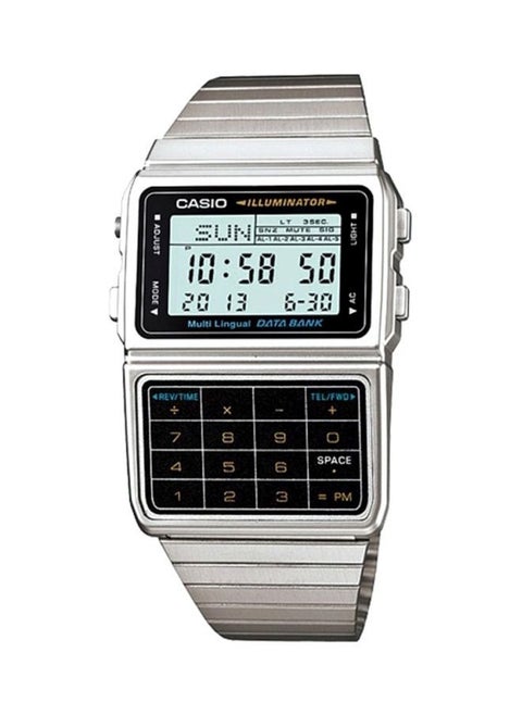 CASIO DBC-611-1DF Men's Data Bank Digital Watch, 47mm, Silver