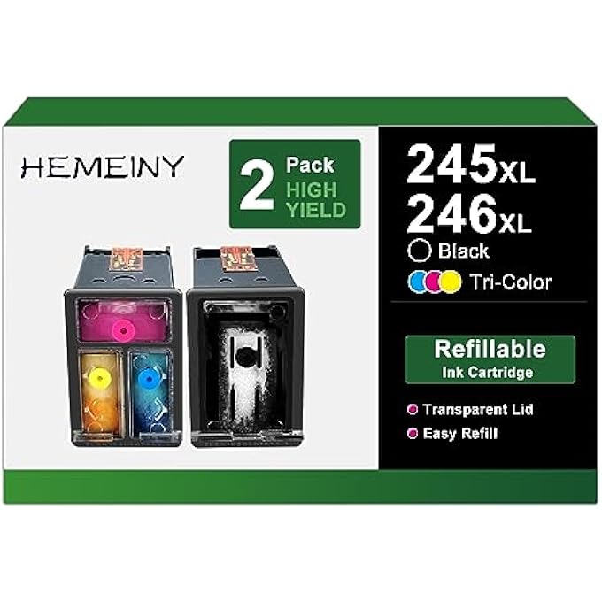 PG-245XL CL-246XL REFILLABLE INK CARTRIDGES COMPATIBLE WITH TR4520 TR4522 TR4527 TS3100 TS3129 TS3300 TS3320 TS3322 TS202 TS302 MG2420 MG2520 MG2525 MG2920 MG2922 MG3020 MG3022 MG3029 PRINTER - Image 1