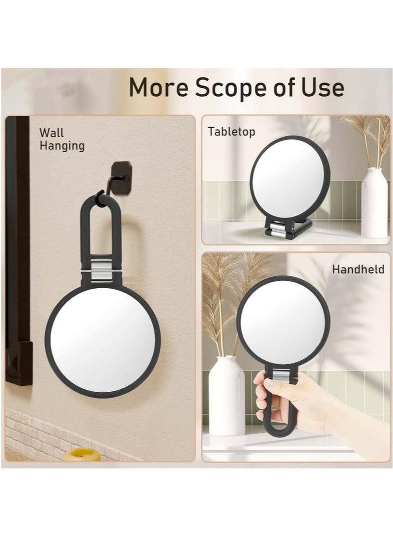 مرآة يدوية مكبرة مزدوجة الجوانب، بتكبير 1×15×، مرآة يدوية للسفر، قابلة للطي، قابلة للتعديل، مع قاعدة دوارة، ومرآة مكتب. - Image 5