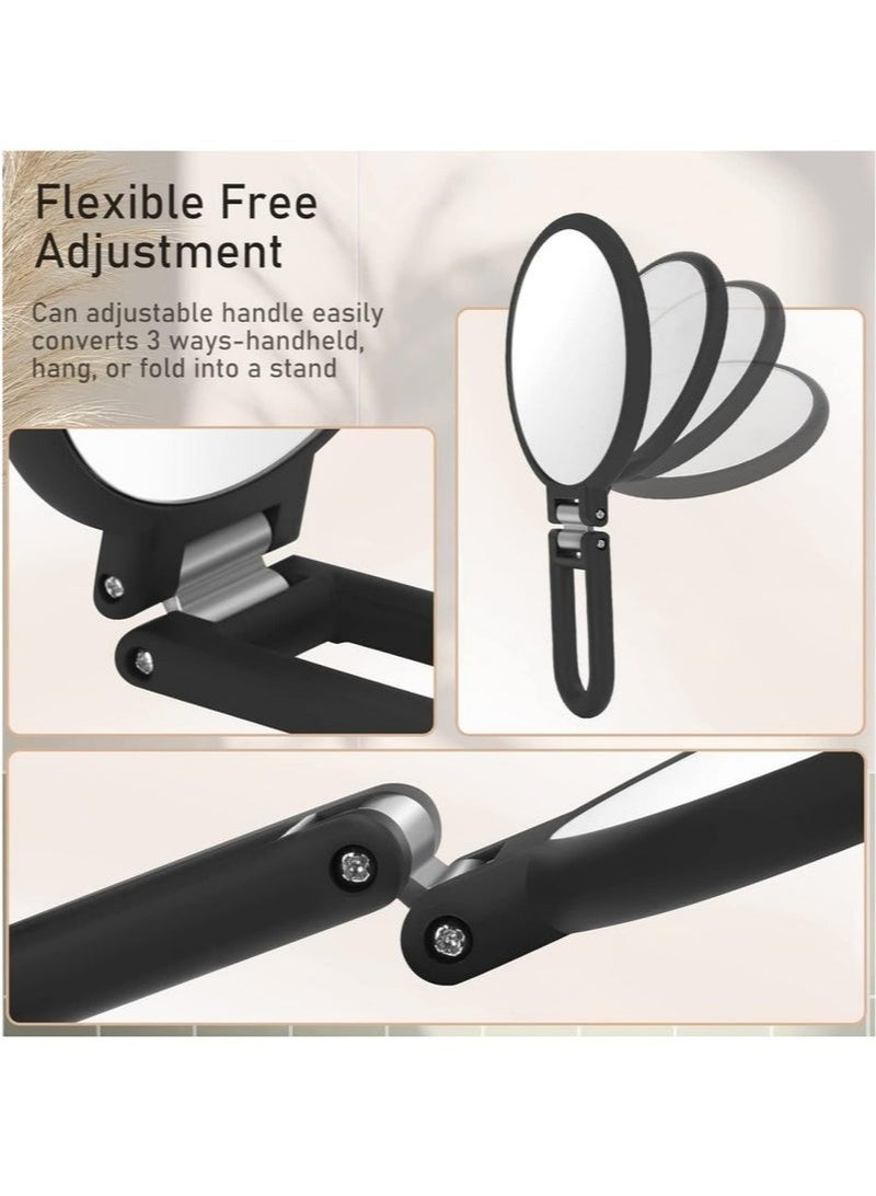 مرآة يدوية مكبرة مزدوجة الجوانب، بتكبير 1×15×، مرآة يدوية للسفر، قابلة للطي، قابلة للتعديل، مع قاعدة دوارة، ومرآة مكتب. - Image 4