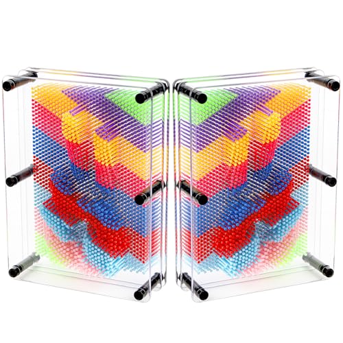 Hacaroa 2 Pack 3D Pin Art Toy 8x6 Large Size Plastic Pin Art Board Sensory Toy Game Sculpture Craft Fun Creativity for Kids Adults Home Office Decoration Multicolor - Image 1