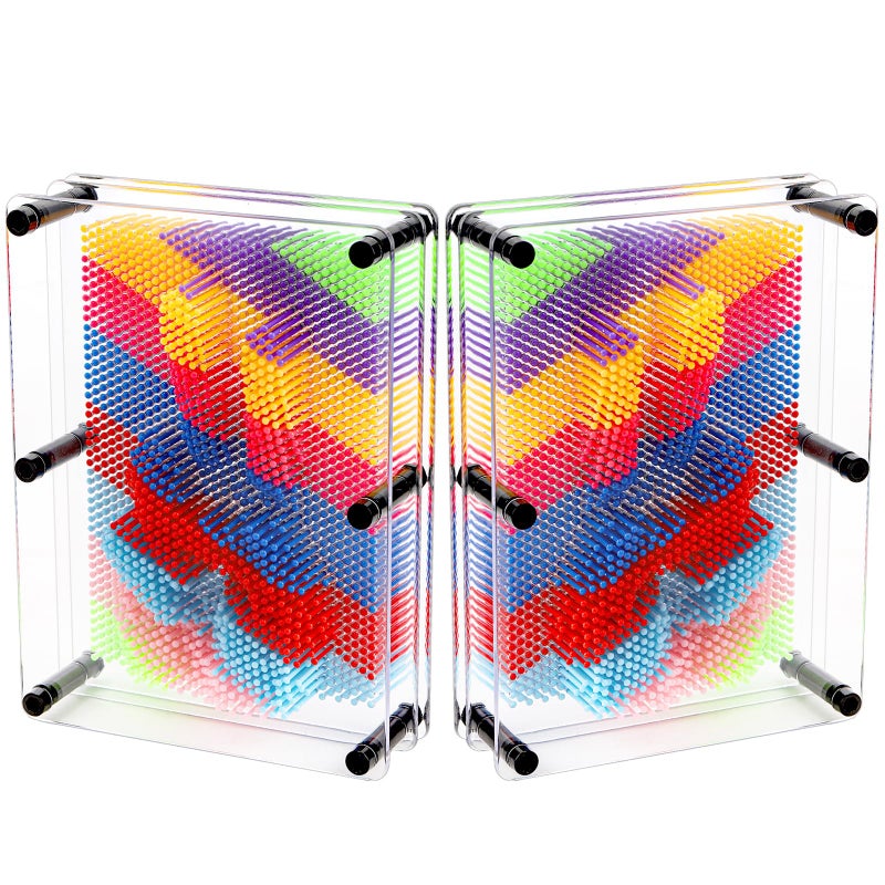 Hacaroa 2 Pack 3D Pin Art Toy 8x6 Large Size Plastic Pin Art Board Sensory Toy Game Sculpture Craft Fun Creativity for Kids Adults Home Office Decoration Multicolor - Image 2