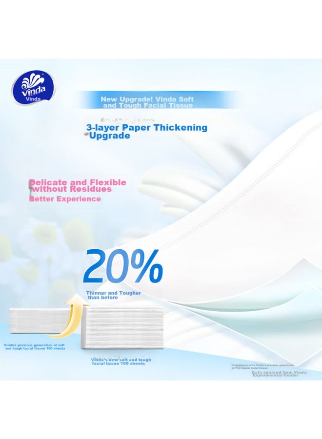 Vinda Facial Tissues, Ultra-thin 3-ply 100 Sheets*40 Packs S Size, Delicate And Soft, Napkins, Toilet Paper, Tissue Paper, Whole Box - Image 2