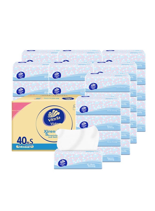 Vinda Facial Tissues, Ultra-thin 3-ply 100 Sheets*40 Packs S Size, Delicate And Soft, Napkins, Toilet Paper, Tissue Paper, Whole Box - Image 5
